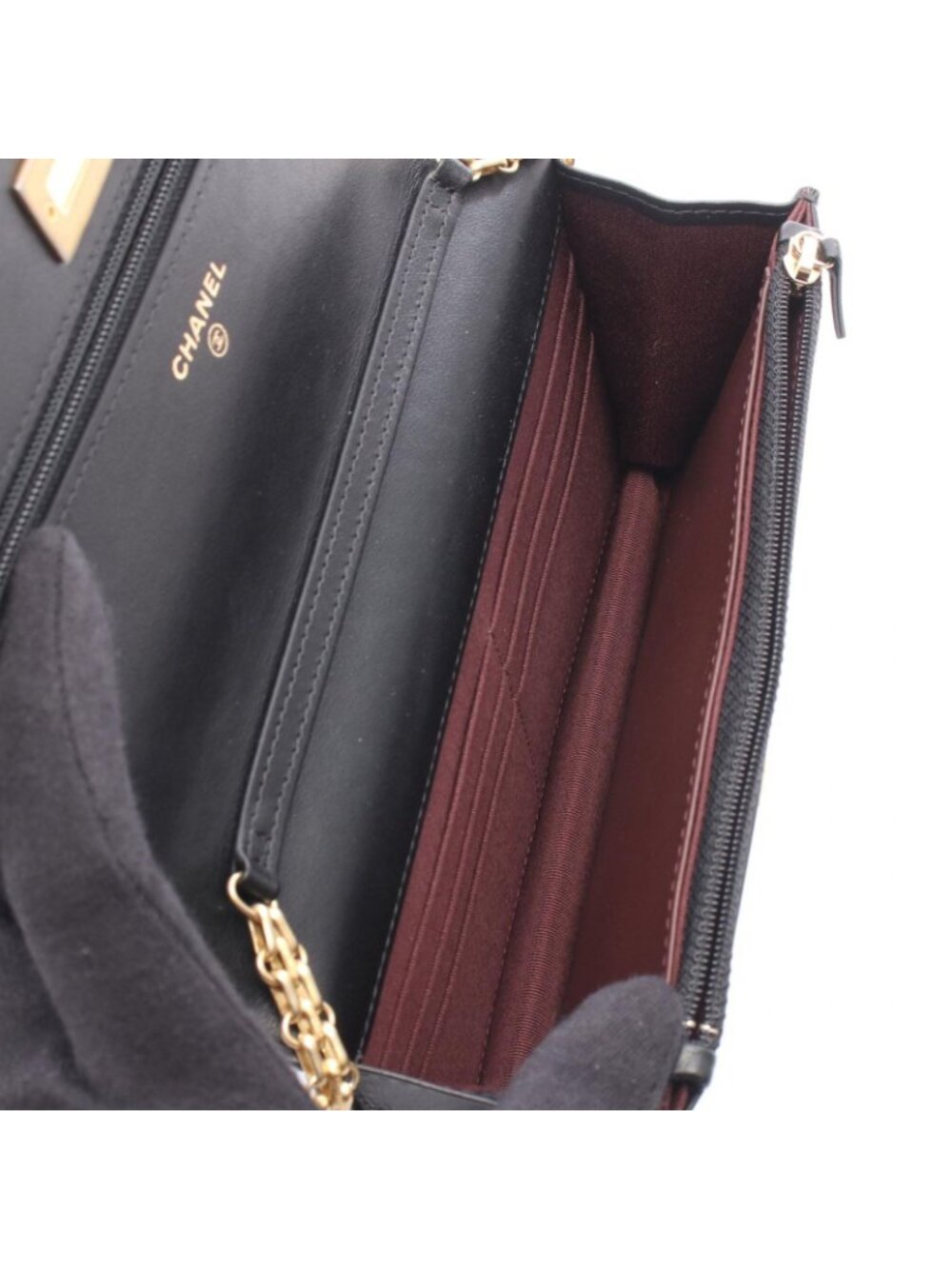 Chanel Shoulder Bag 2.55 Black Leather Quilted Chain Wallet - Picture 3 of 8